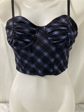 TWIK Simons Purple Plaid Bustier Corset Crop Top Y2K Size S